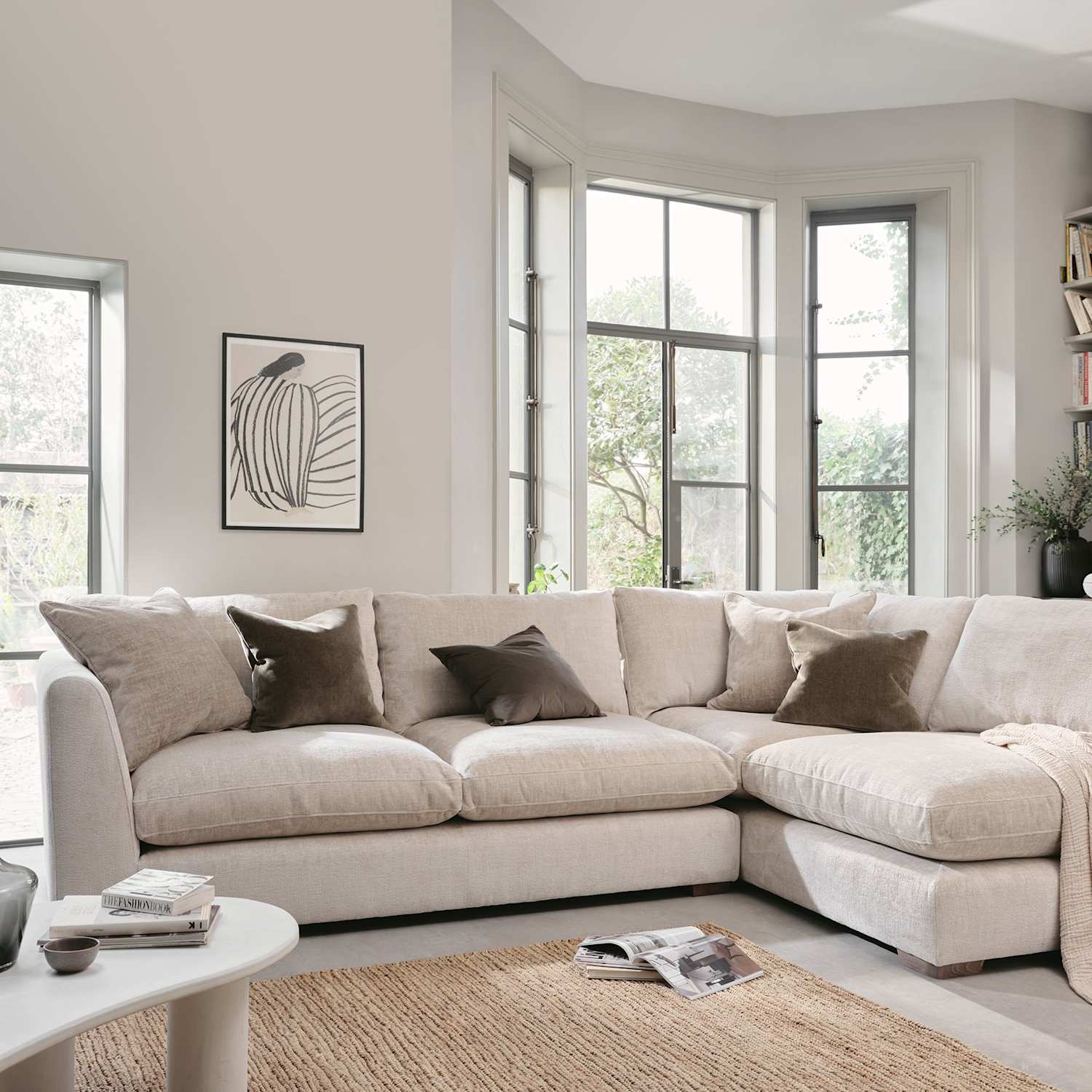 Barker And Stonehouse Palmer Textured Chenille Right Hand Corner Sofa - Neutral - Available at M&S