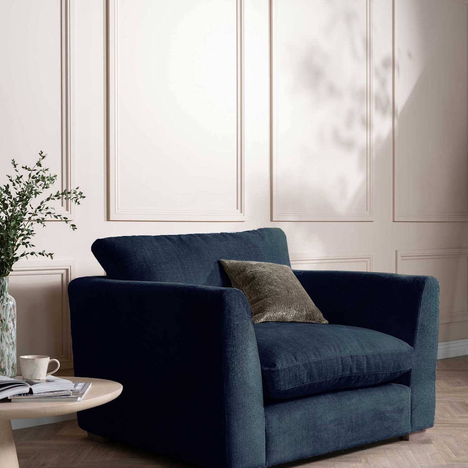Barker And Stonehouse Palmer Textured Chenille Snuggle Chair - Navy - Available at M&S