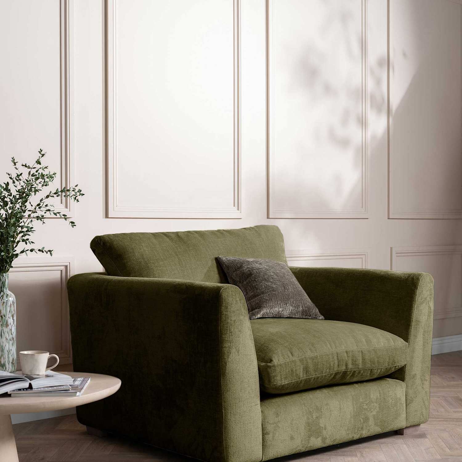 Barker And Stonehouse Palmer Textured Chenille Snuggle Chair - Green - Available at M&S