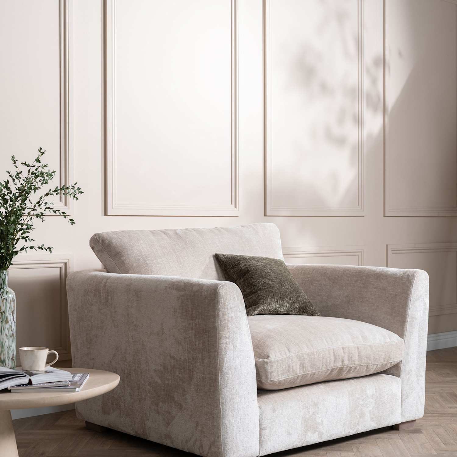 Barker And Stonehouse Palmer Textured Chenille Snuggle Chair - Neutral - Available at M&S