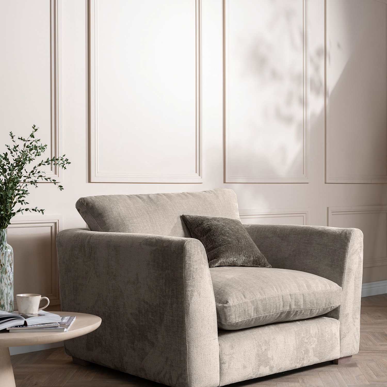 Barker And Stonehouse Palmer Textured Chenille Snuggle Chair - Grey - Available at M&S