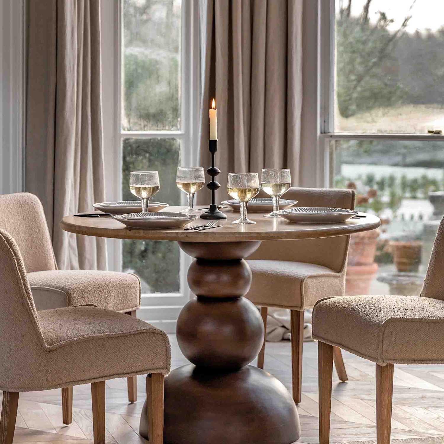 Gallery Direct Sculpt Round Dining Table - Natural Mix - Available at M&S