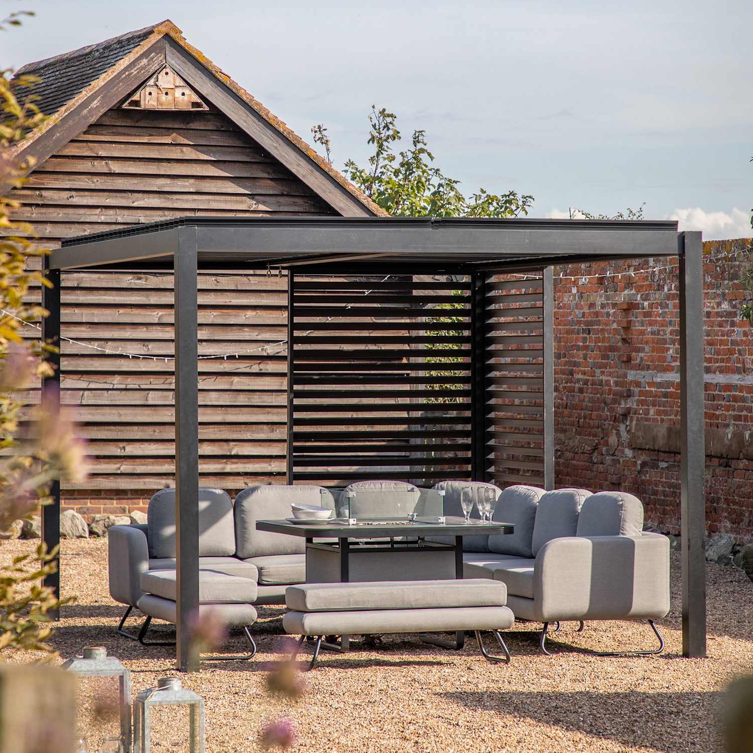 Gallery Direct Messina Pergola Louvre Screen - Black - Available at M&S