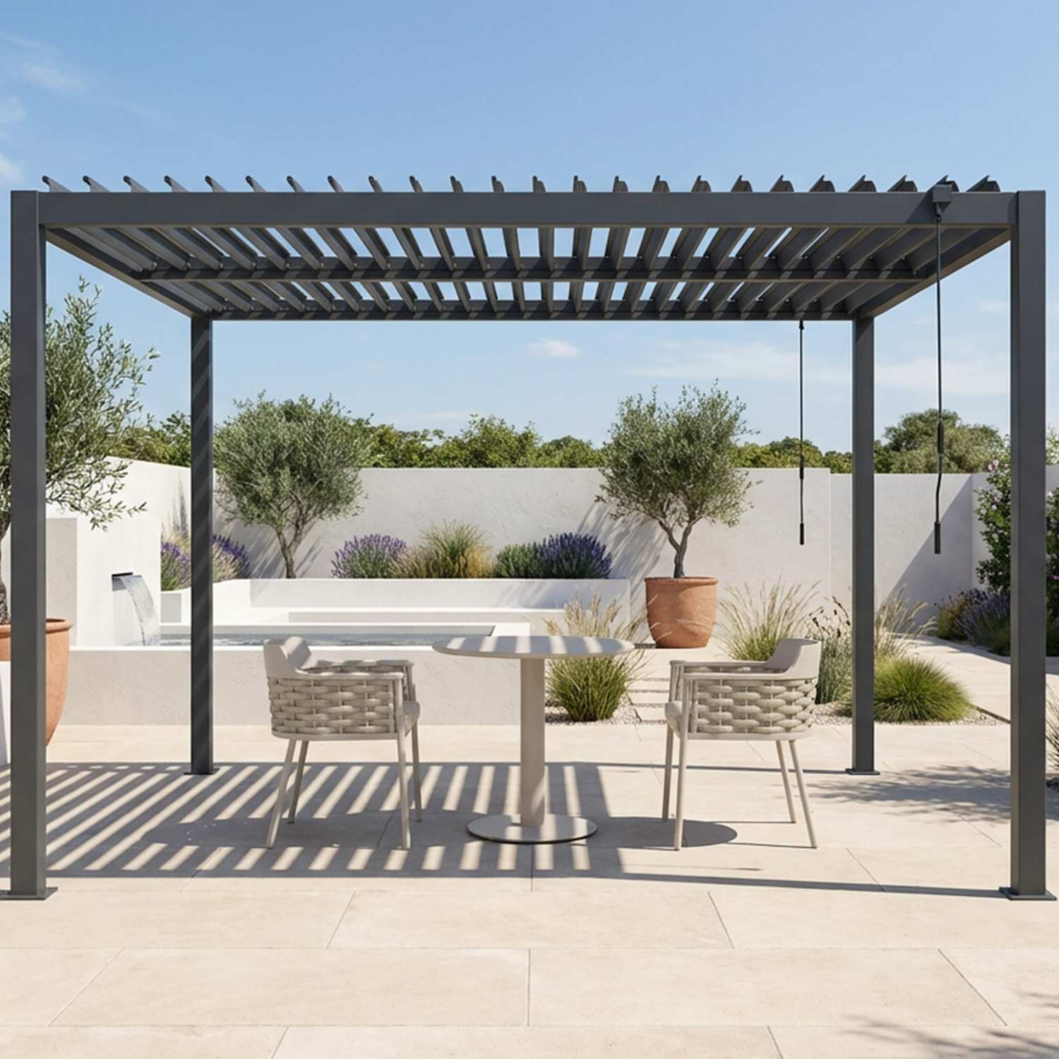 Royalcraft Pure '3M x 3M' Pergola - Black/Grey - Available at M&S