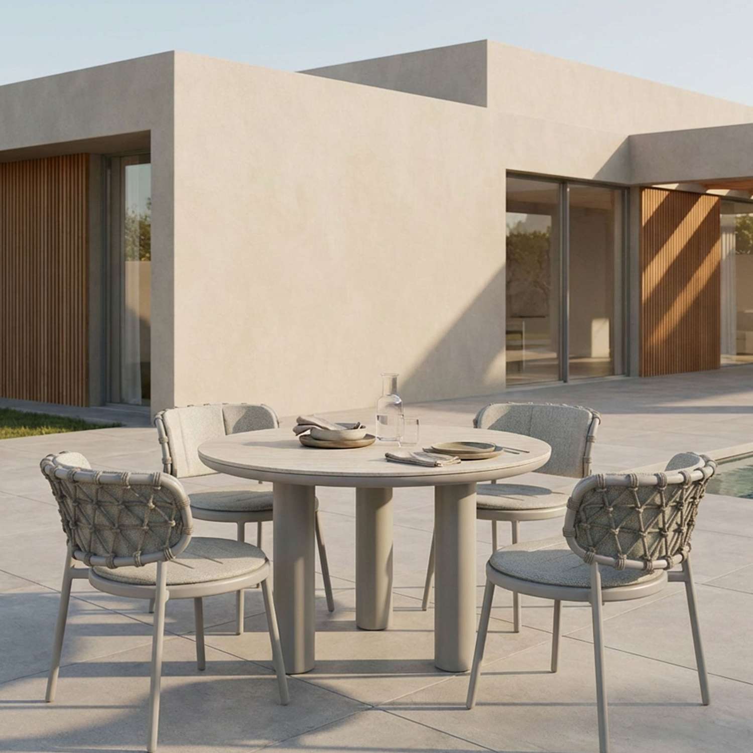 Royalcraft Koko 4 Seater Garden Dining Table and Chairs - Grey - Available at M&S