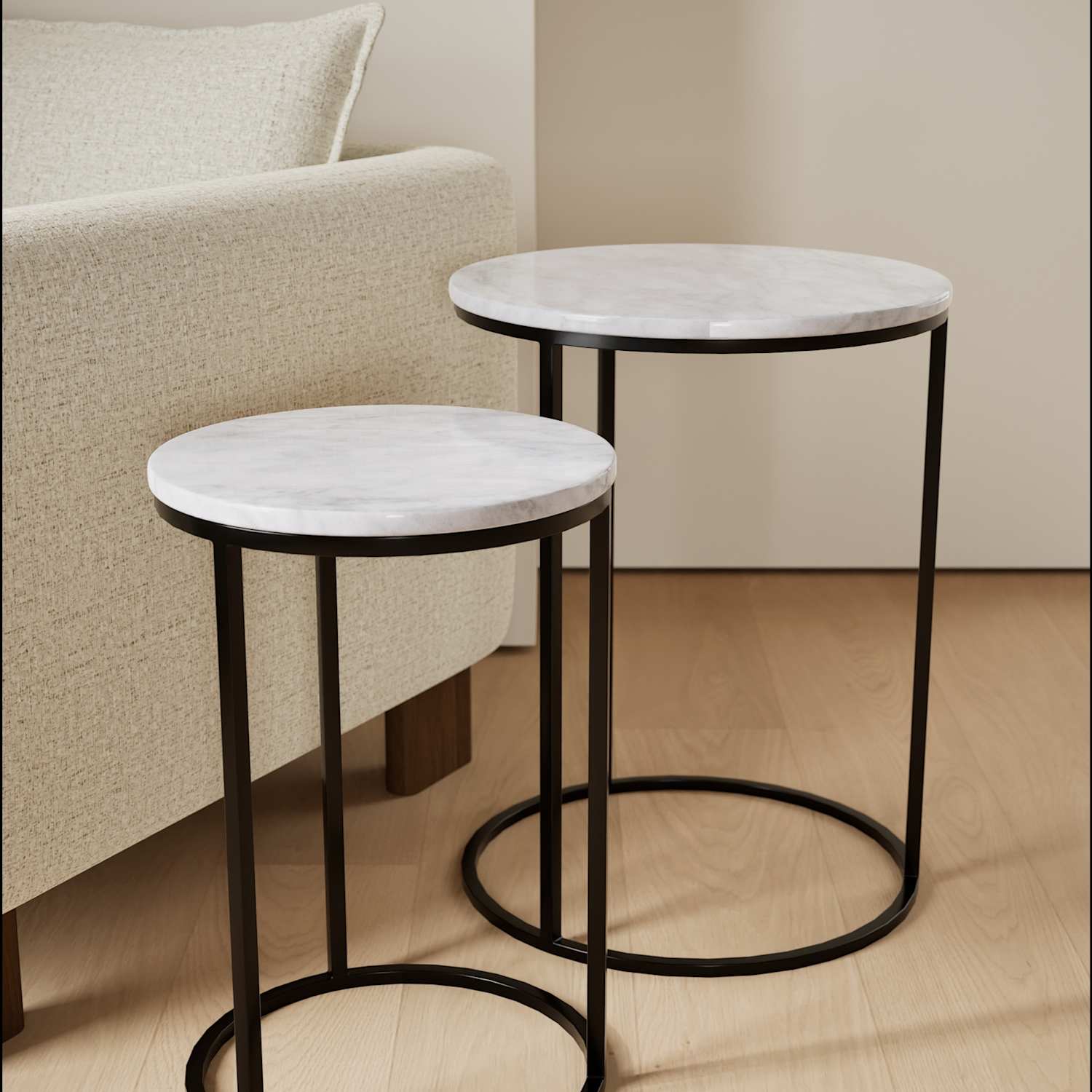 Gallery Direct Farley Marble Nest of Tables - White Mix - Available at M&S