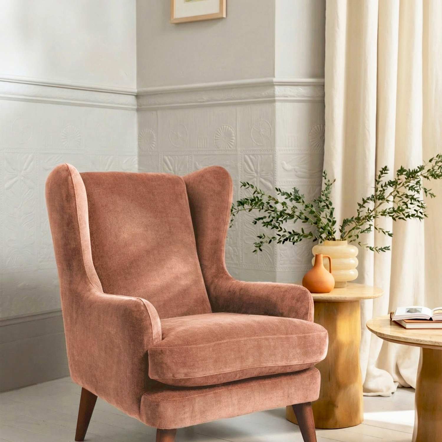 Barker And Stonehouse Sven Chenille Armchair - Dusky Rose - Available at M&S