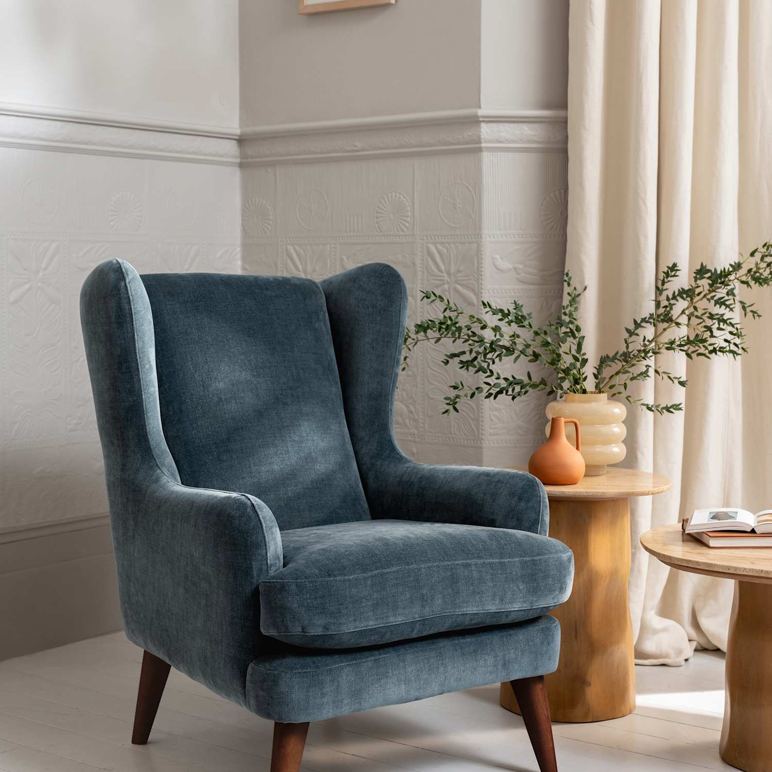 Barker And Stonehouse Sven Chenille Armchair - Teal - Available at M&S