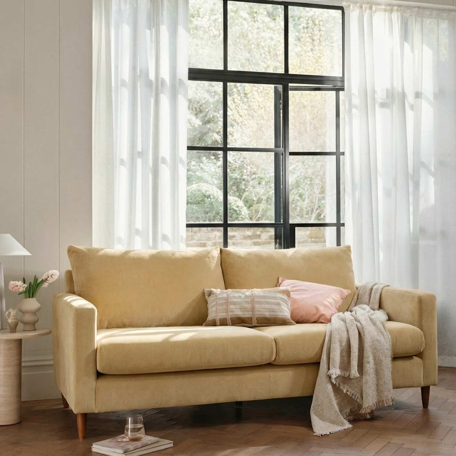 Barker And Stonehouse Todd Chenille 3 Seater Sofa - Yellow - Available at M&S