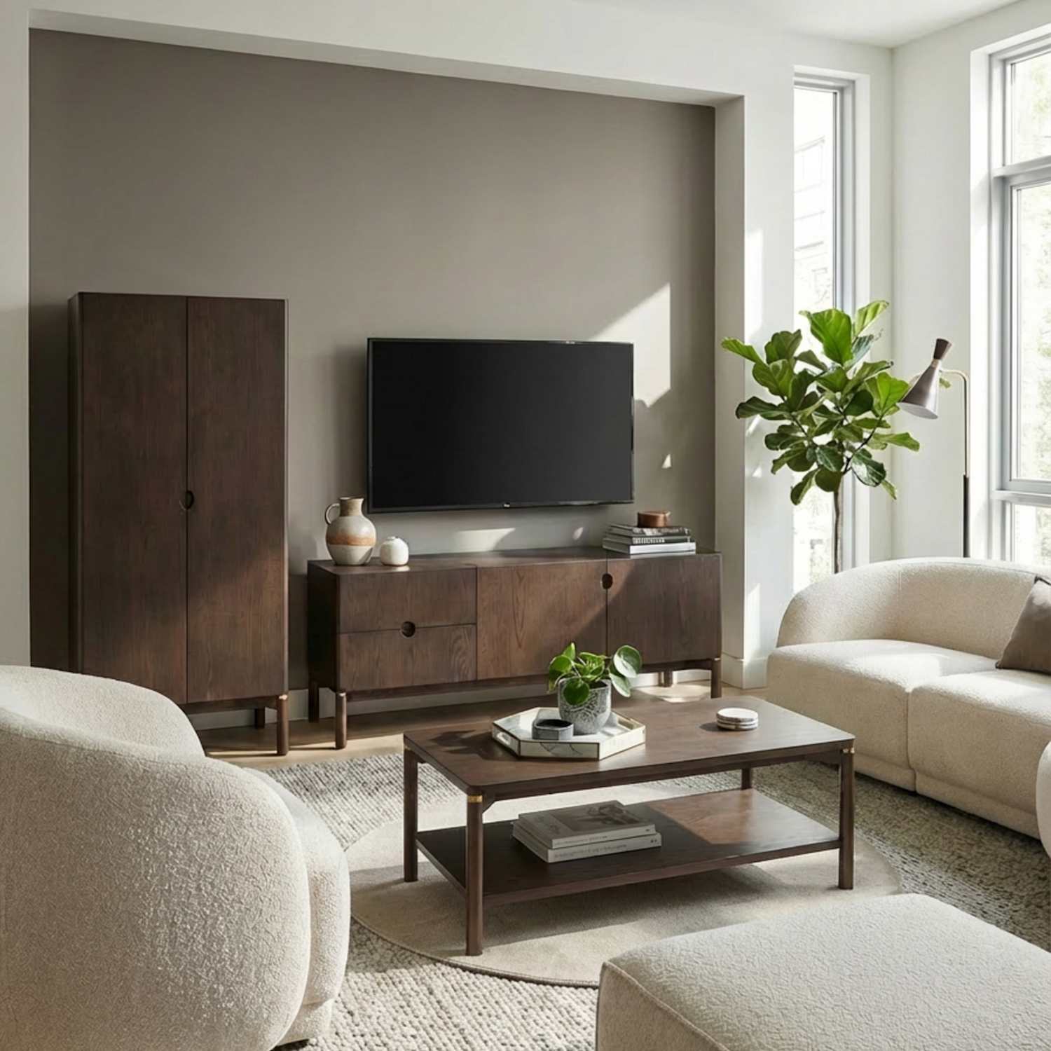 Royalcraft ARKA Dark Wood 2-Door Cupboard - Dark Brown - Available at M&S