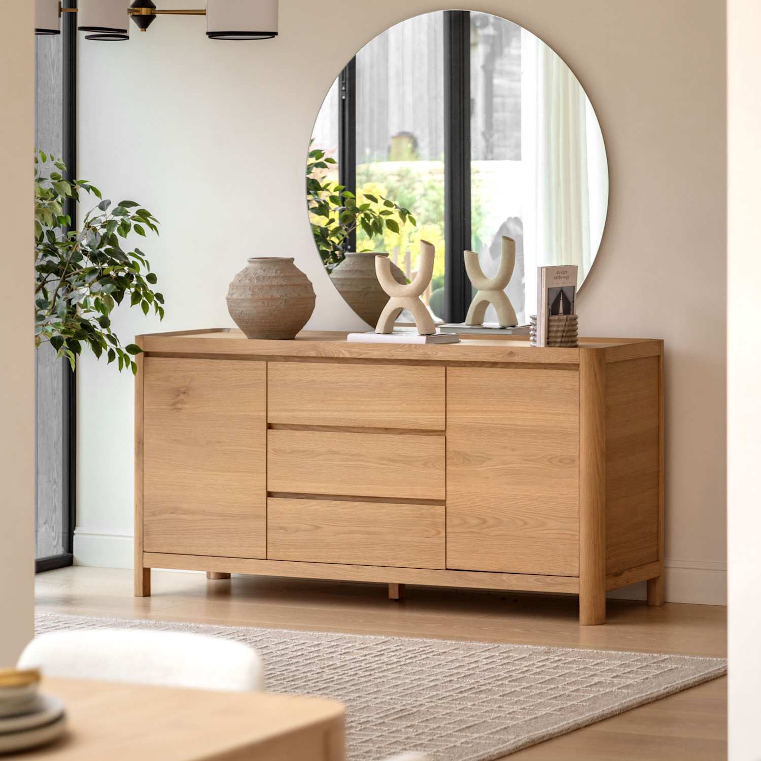 Gallery Direct Ember 3 Door Sideboard - Natural - Available at M&S