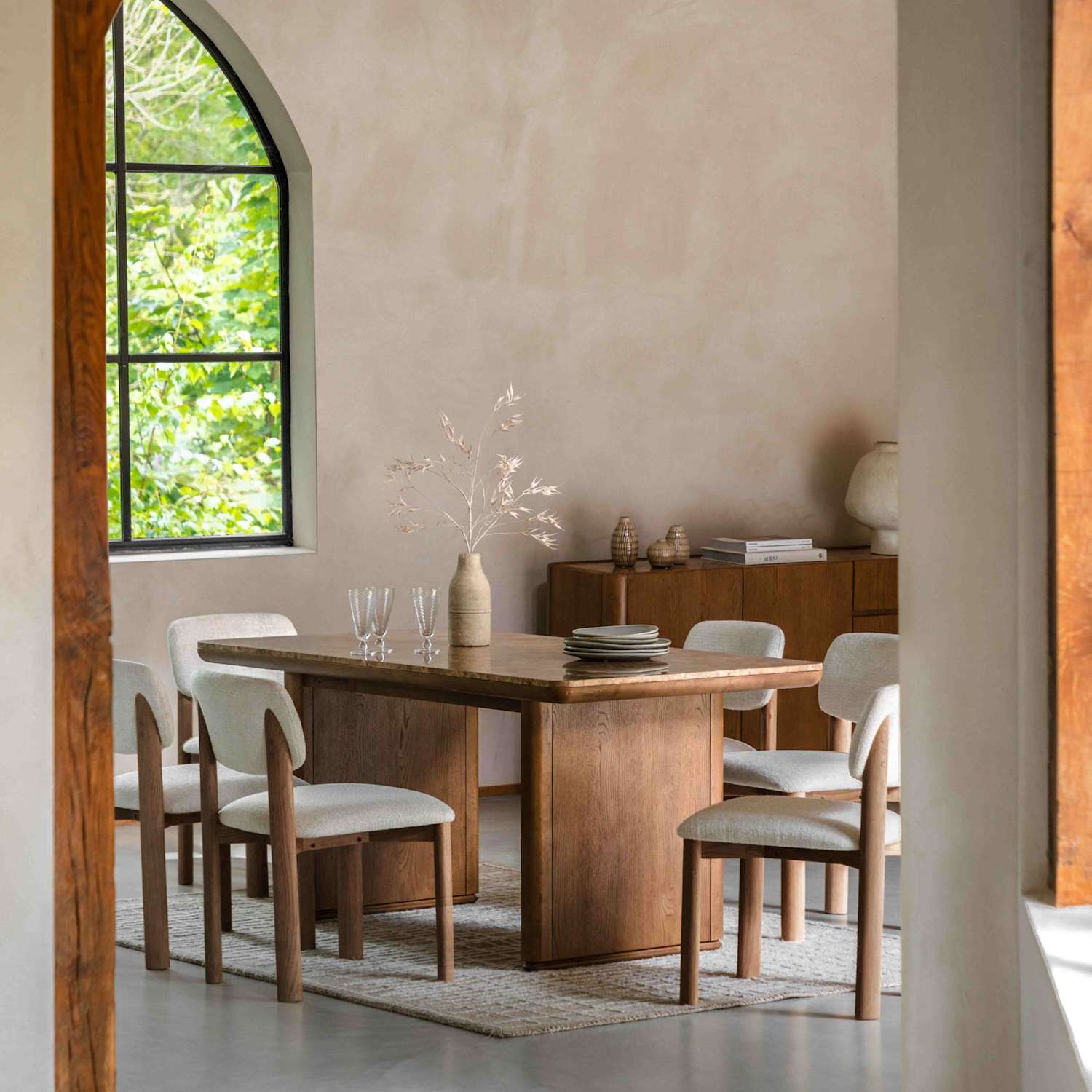 Gallery Direct Dempsey Marble Dining Table - Brown Mix - Available at M&S