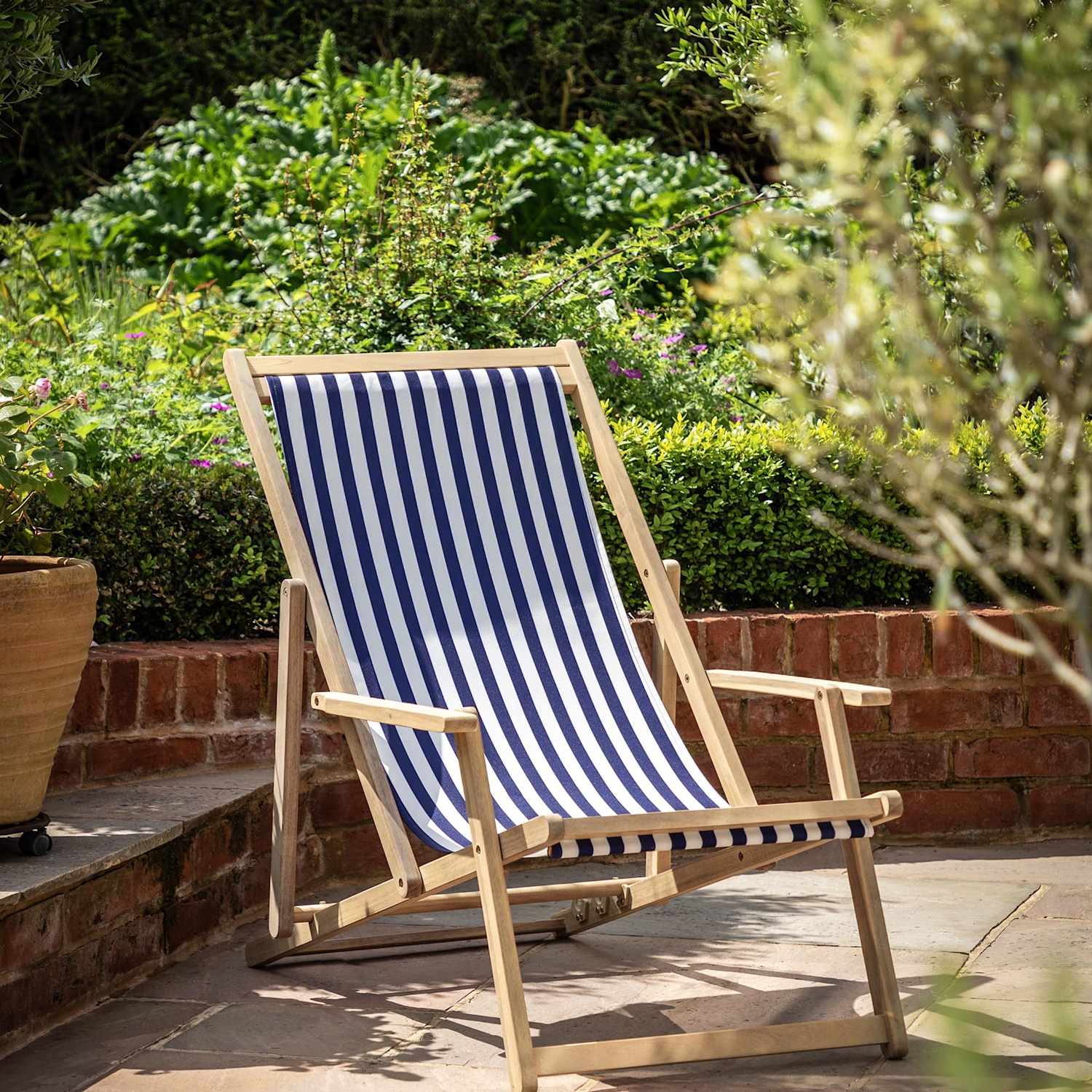 Gallery Direct Striped Deck Chair - Navy Mix - Available at M&S