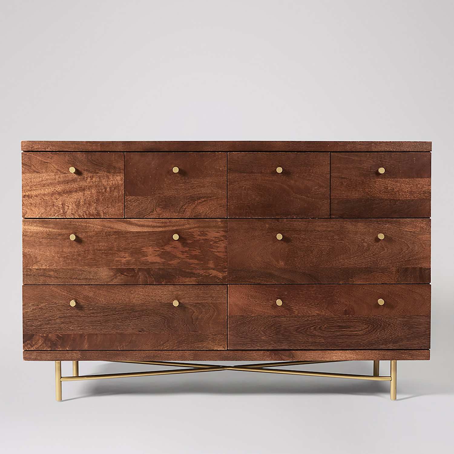 Swoon Halle Mango Wood 8 Drawer Chest - Medium Brown - Available at M&S