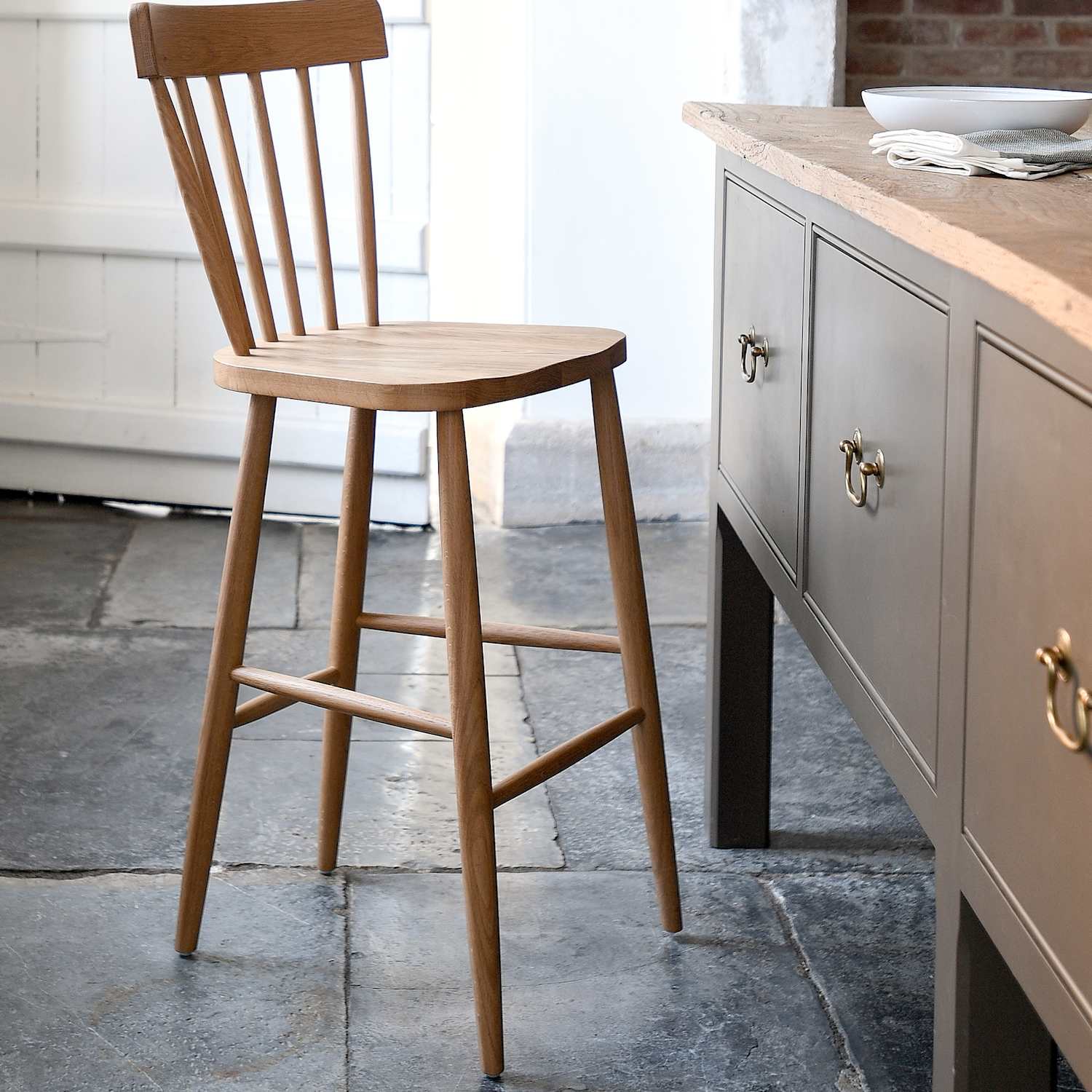Cotswold Company Elkstone Spindleback Barstool - Natural Mix - Available at M&S