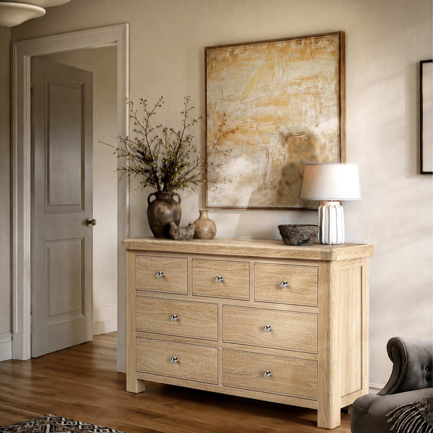 Corndell Normandy Oak 7 Drawer Chest - Neutral - Available at M&S