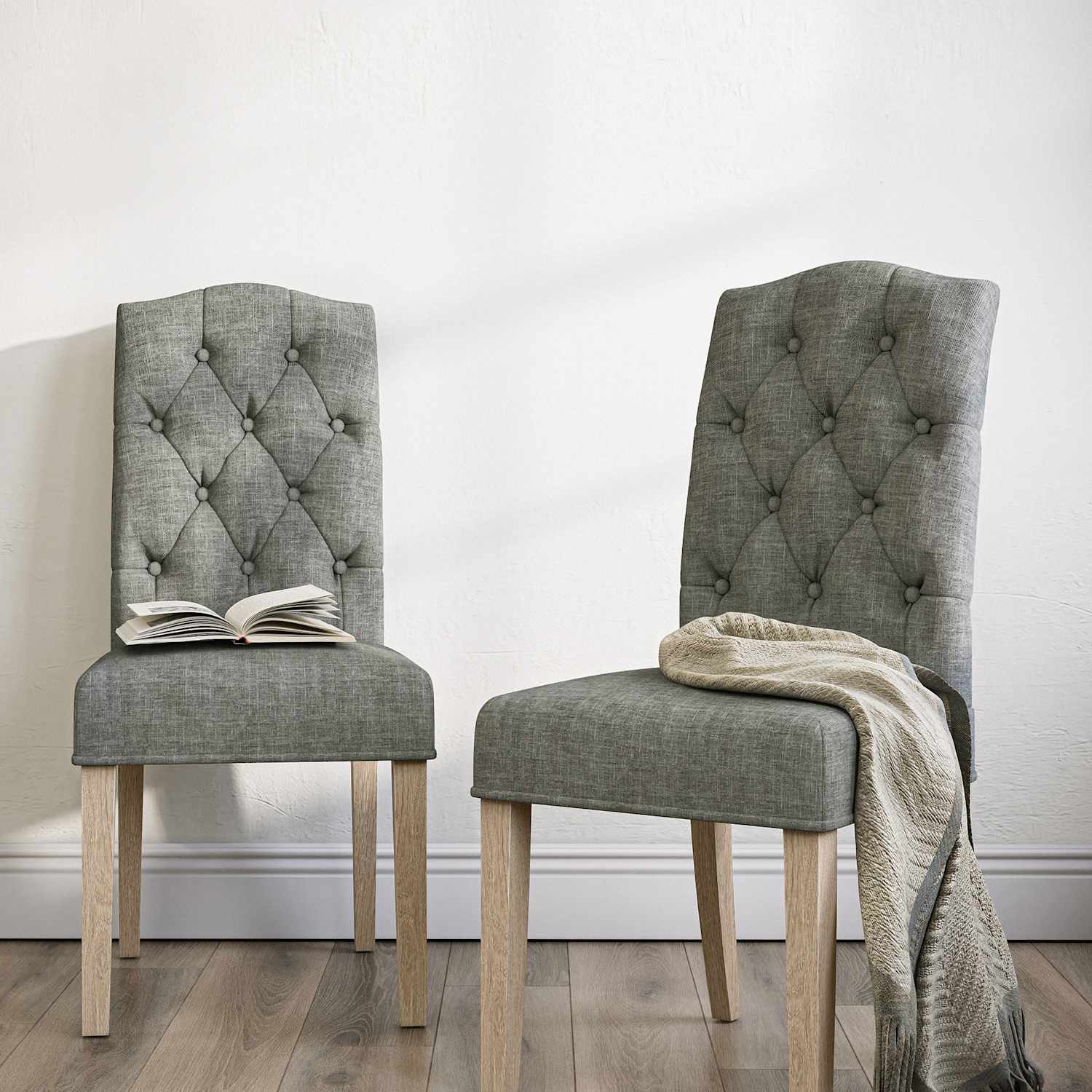 Corndell Set of 2 Chelsea Dining Chairs - Grey - Available at M&S