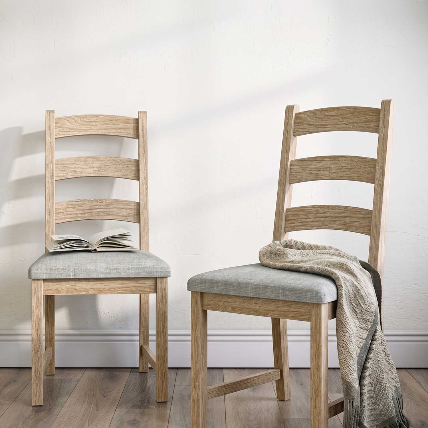 Corndell Set of 2 Normandy Oak Dining Chairs - White - Available at M&S