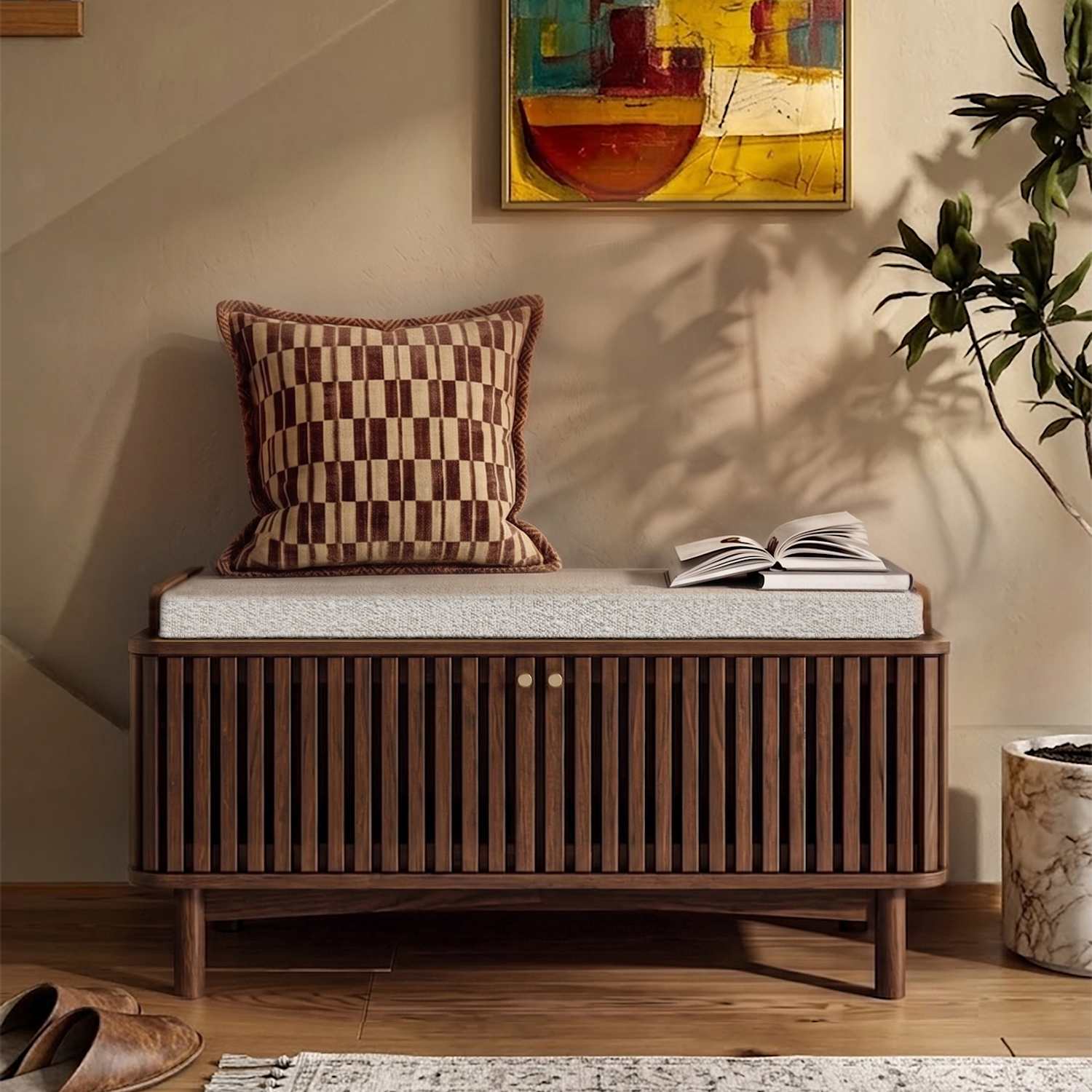 Corndell Soho Oak Storage Bench - Brown - Available at M&S