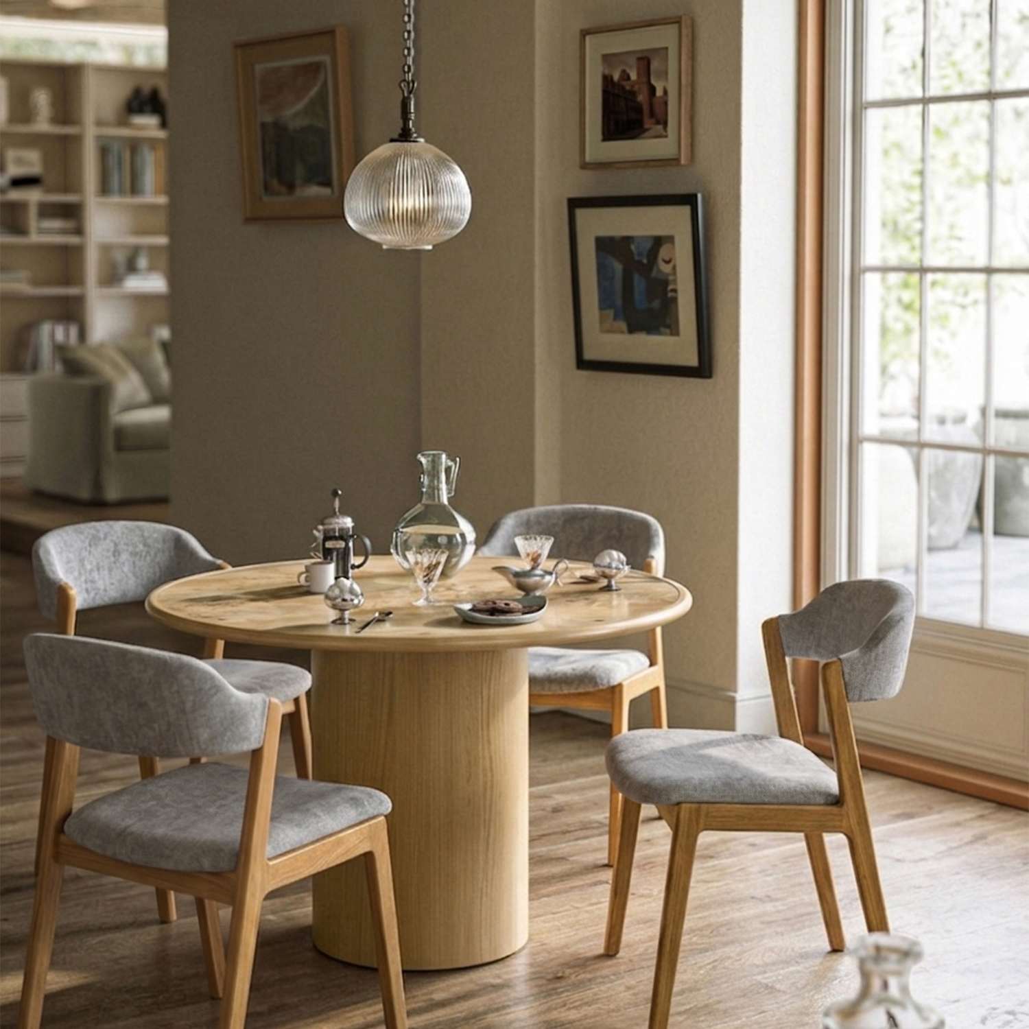 Corndell Theo Ash Dining Chair - Light Grey - Available at M&S