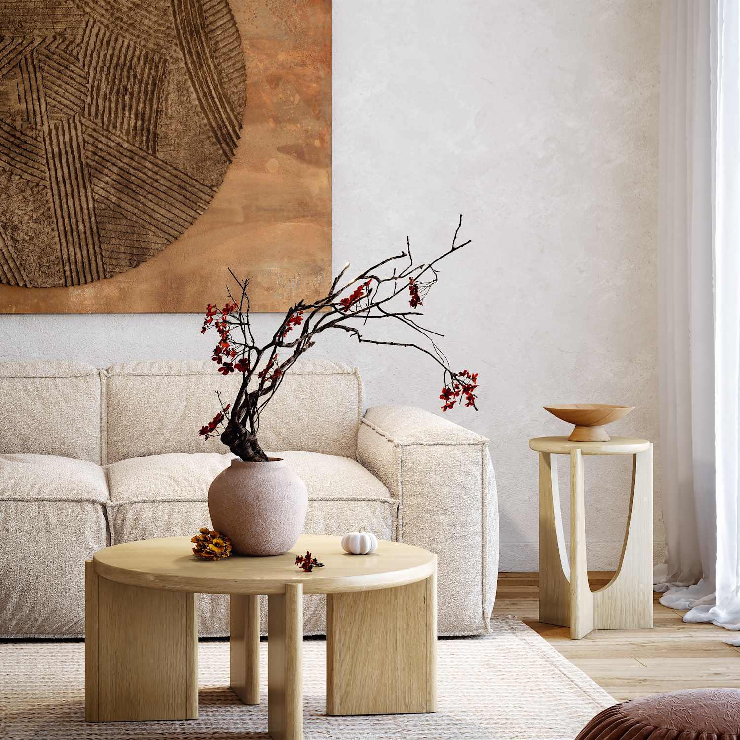 Corndell Cara Round Oak Coffee Table - Neutral - Available at M&S