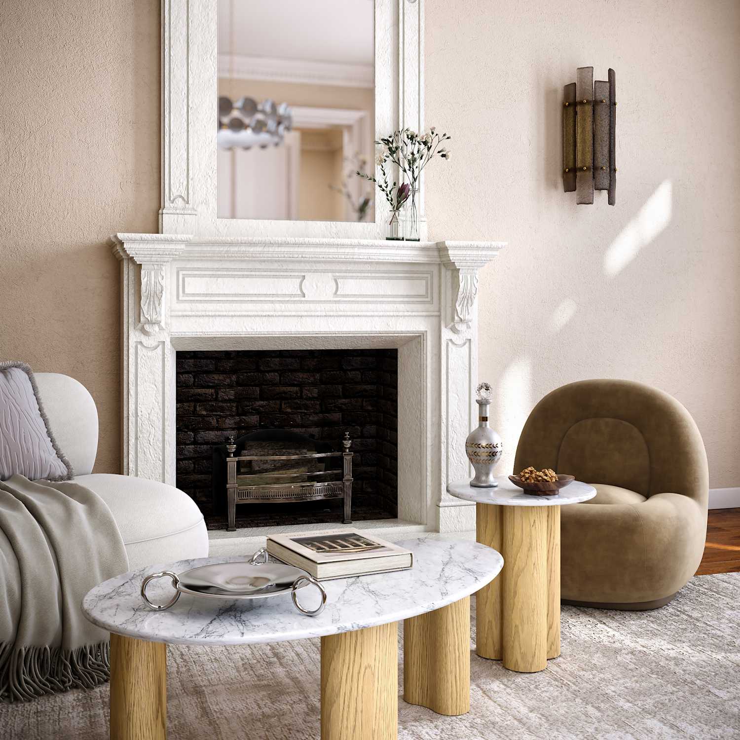 Corndell Phoenix Marble Top Coffee Table - Natural - Available at M&S
