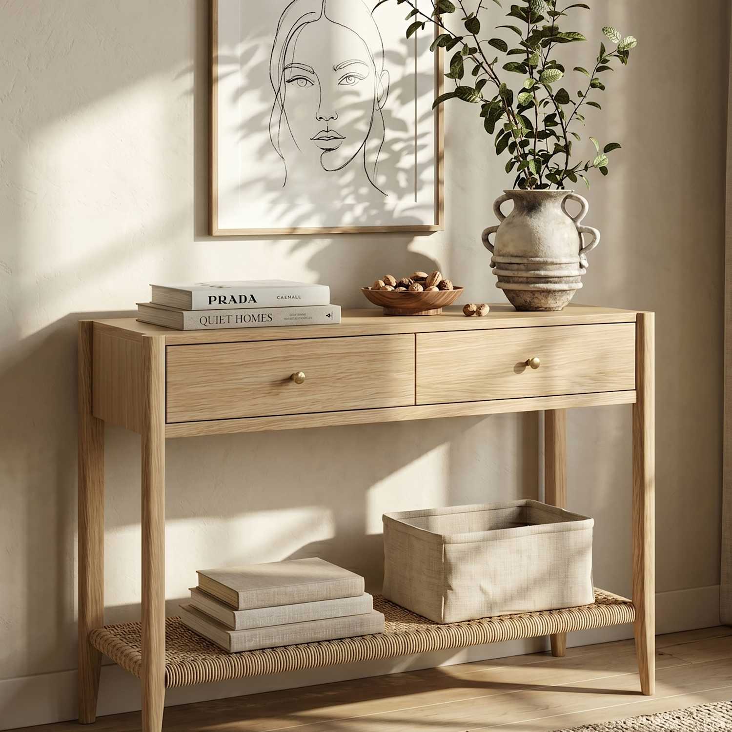 Corndell Sicily Woven Rope Console Table - Natural - Available at M&S