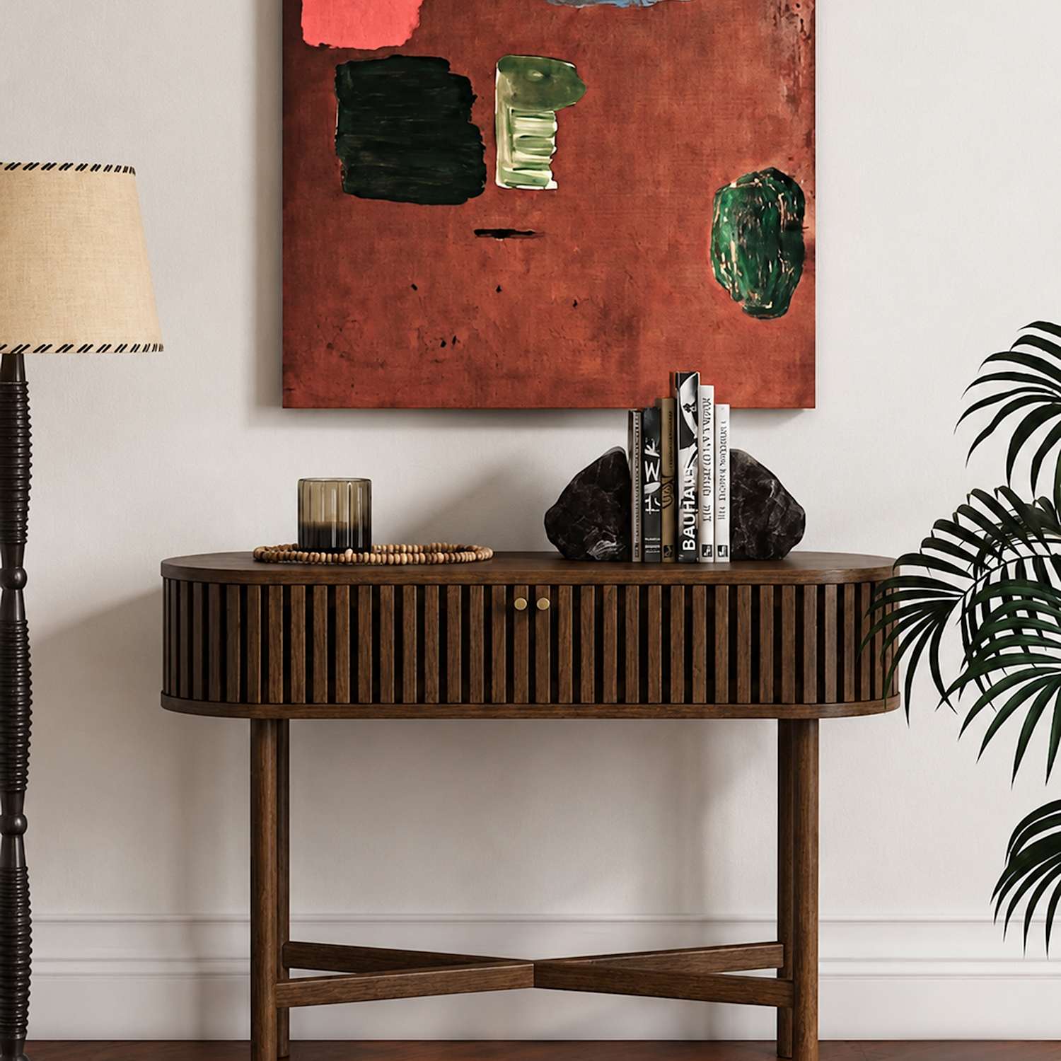Corndell Soho Oval Storage Console Table - Brown - Available at M&S