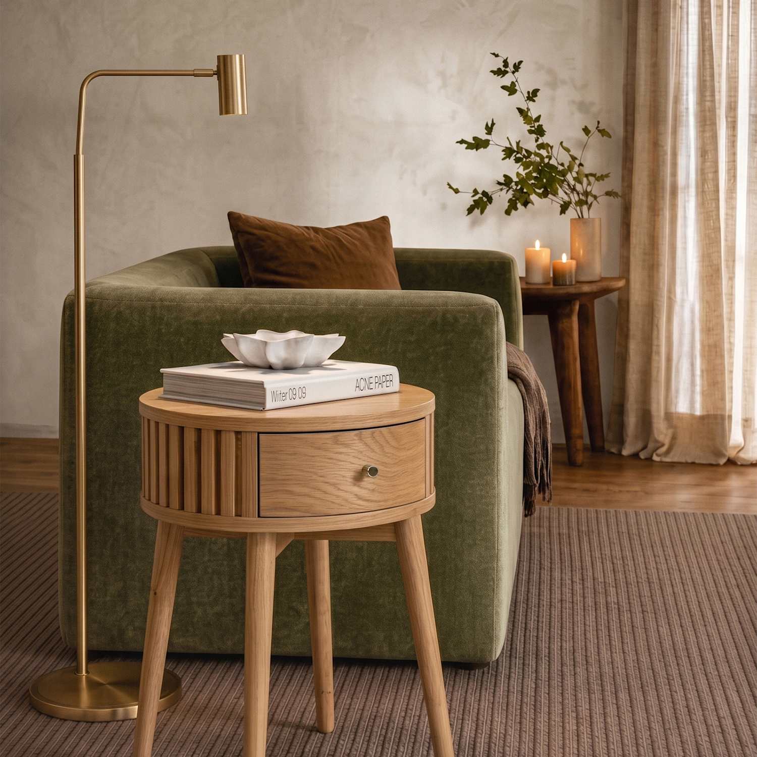 Corndell Soho Round Side Table - Natural - Available at M&S