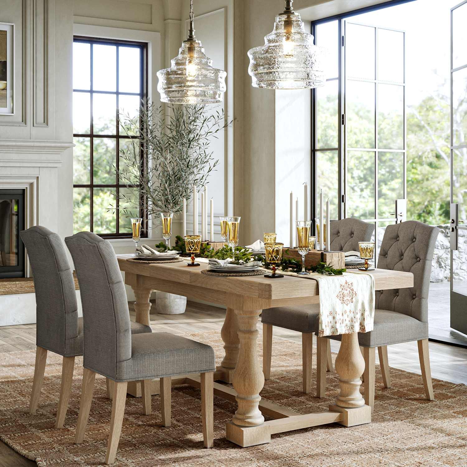 Corndell Normandy Small Trestle White Wash Extending Dining Table - Neutral - Available at M&S