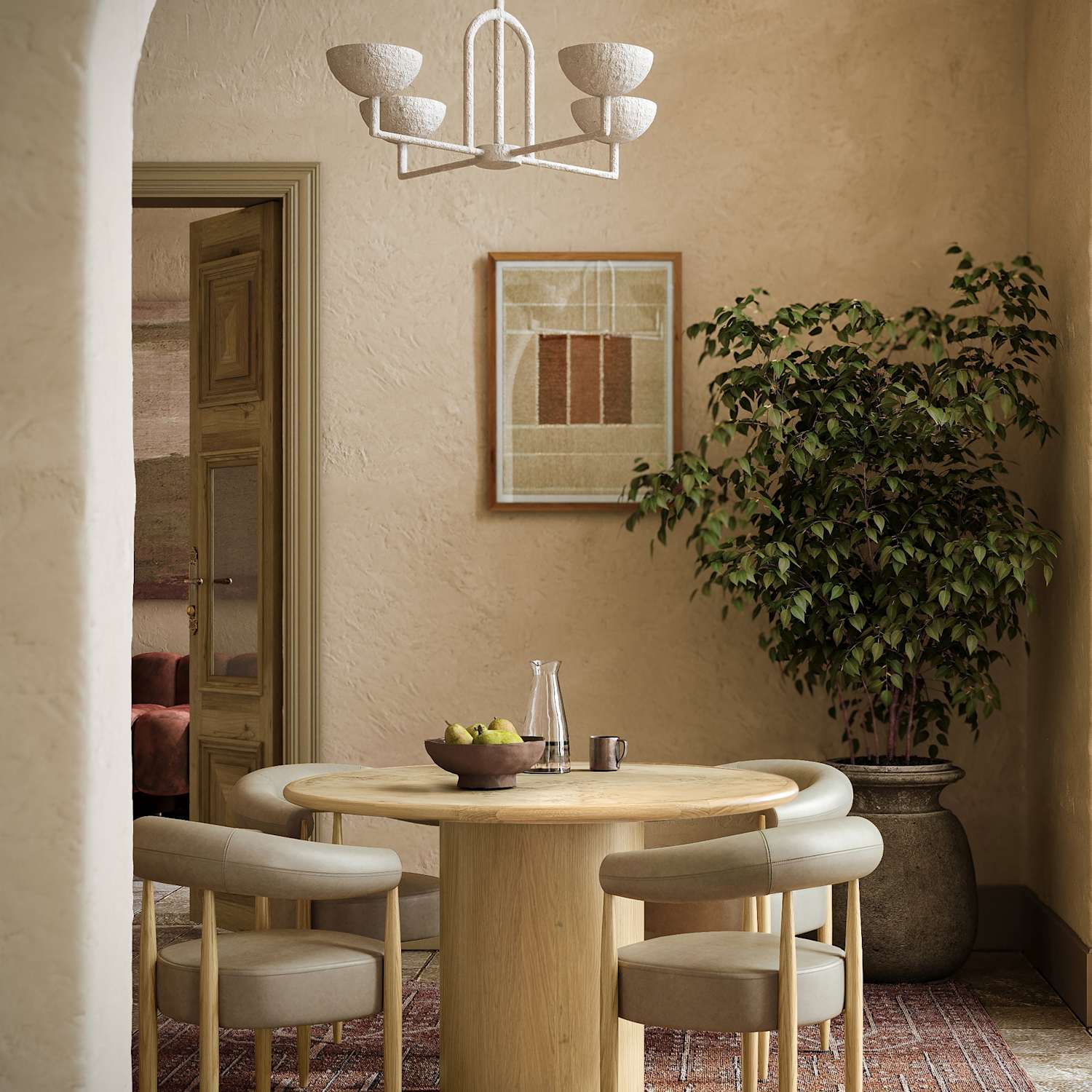 Corndell Lucca Burl Walnut Round Dining Table - Natural - Available at M&S