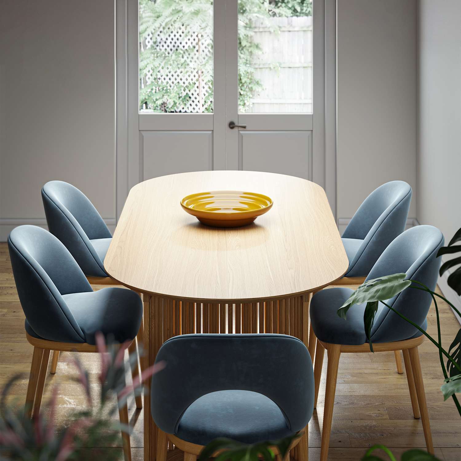 Corndell Set of 2 Kingsbridge Dining Chairs With Light Legs - Blue - Available at M&S