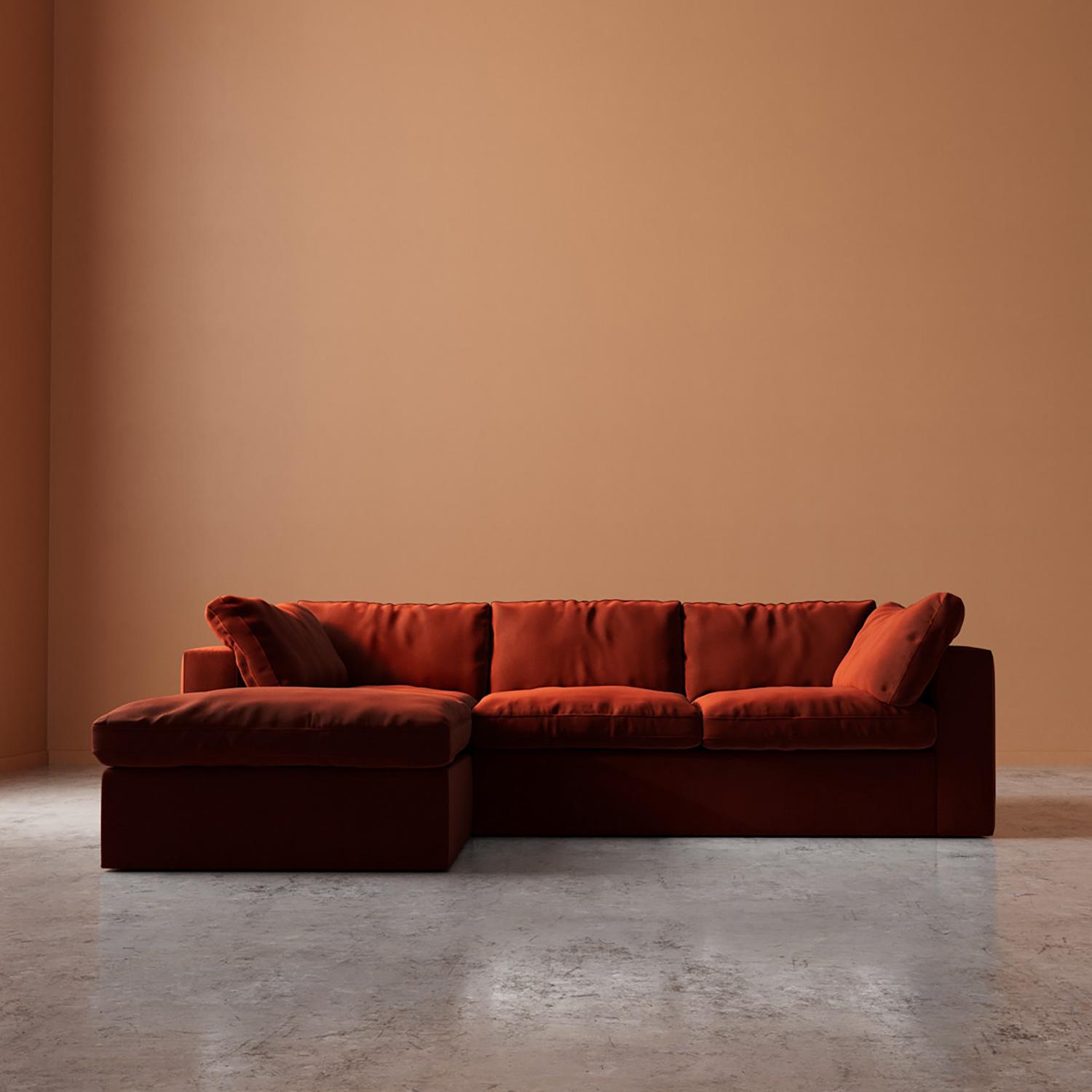 Swoon Seattle Crushed Velvet Left Corner Sofa - Red - Available at M&S