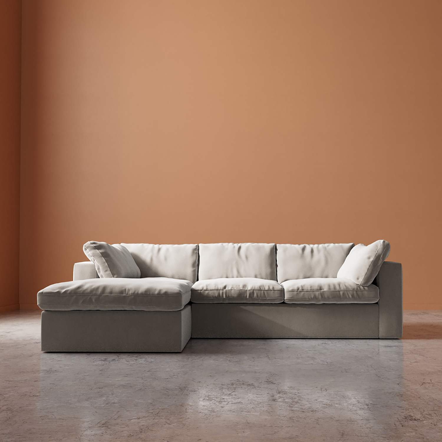 Swoon Seattle Crushed Velvet Left Corner Sofa - Cream - Available at M&S