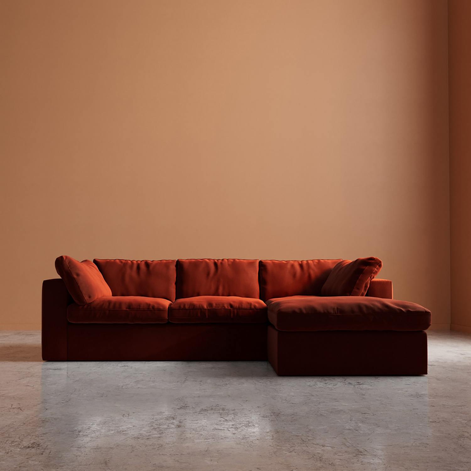 Swoon Seattle Crushed Velvet Right Corner Sofa - Red - Available at M&S