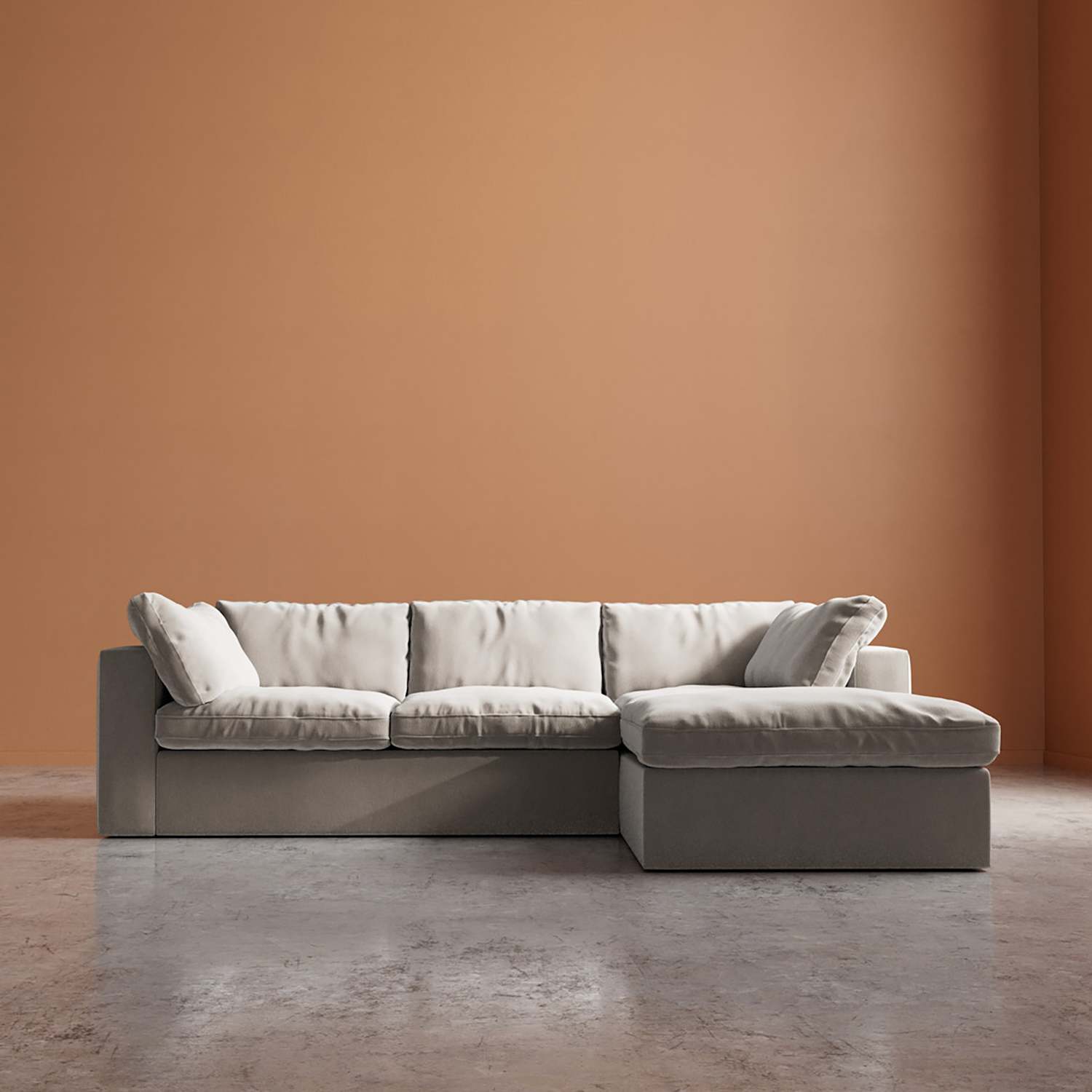Swoon Seattle Crushed Velvet Right Corner Sofa - Cream - Available at M&S