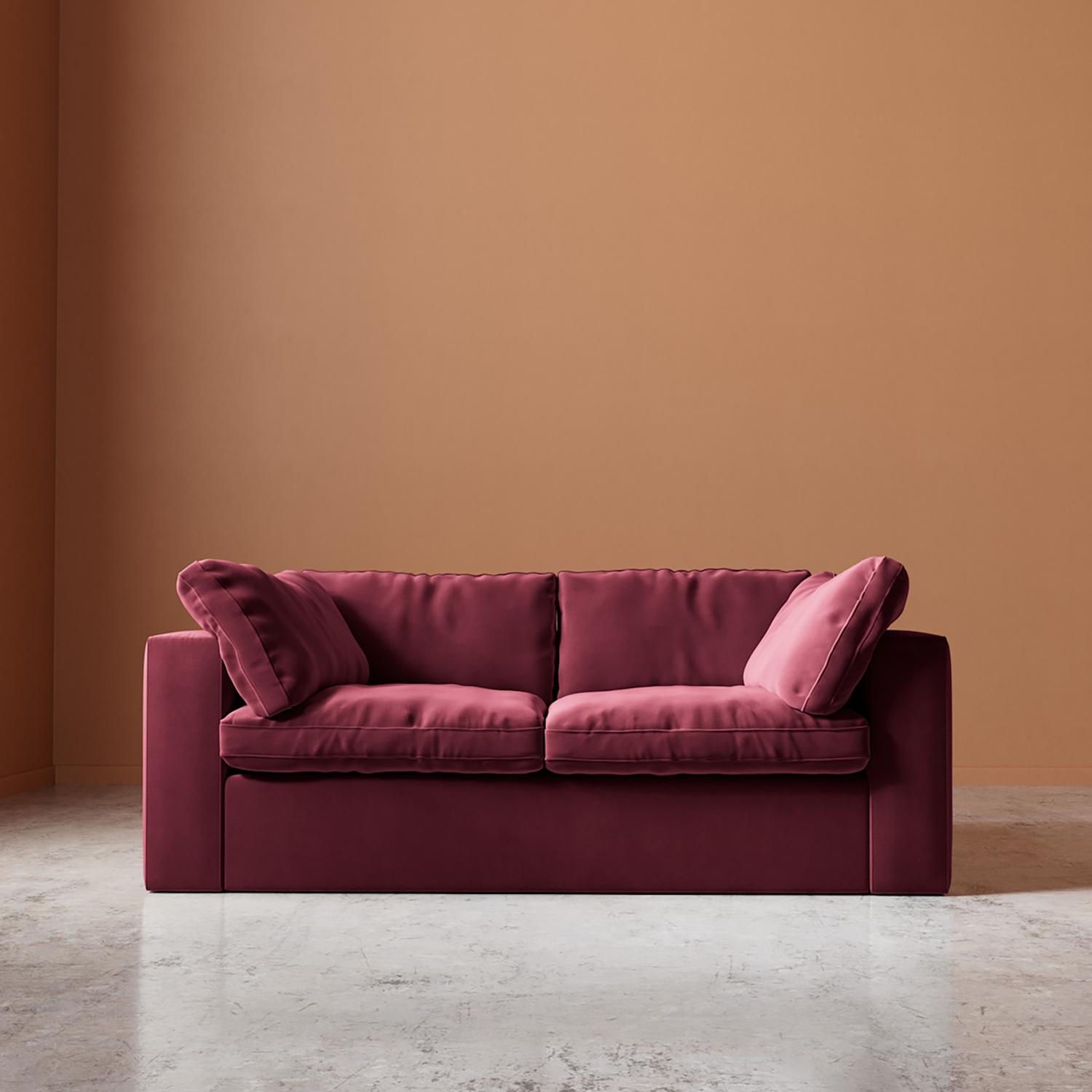 Swoon Seattle Easy Velvet 2 Seater Sofa - Burgundy - Available at M&S