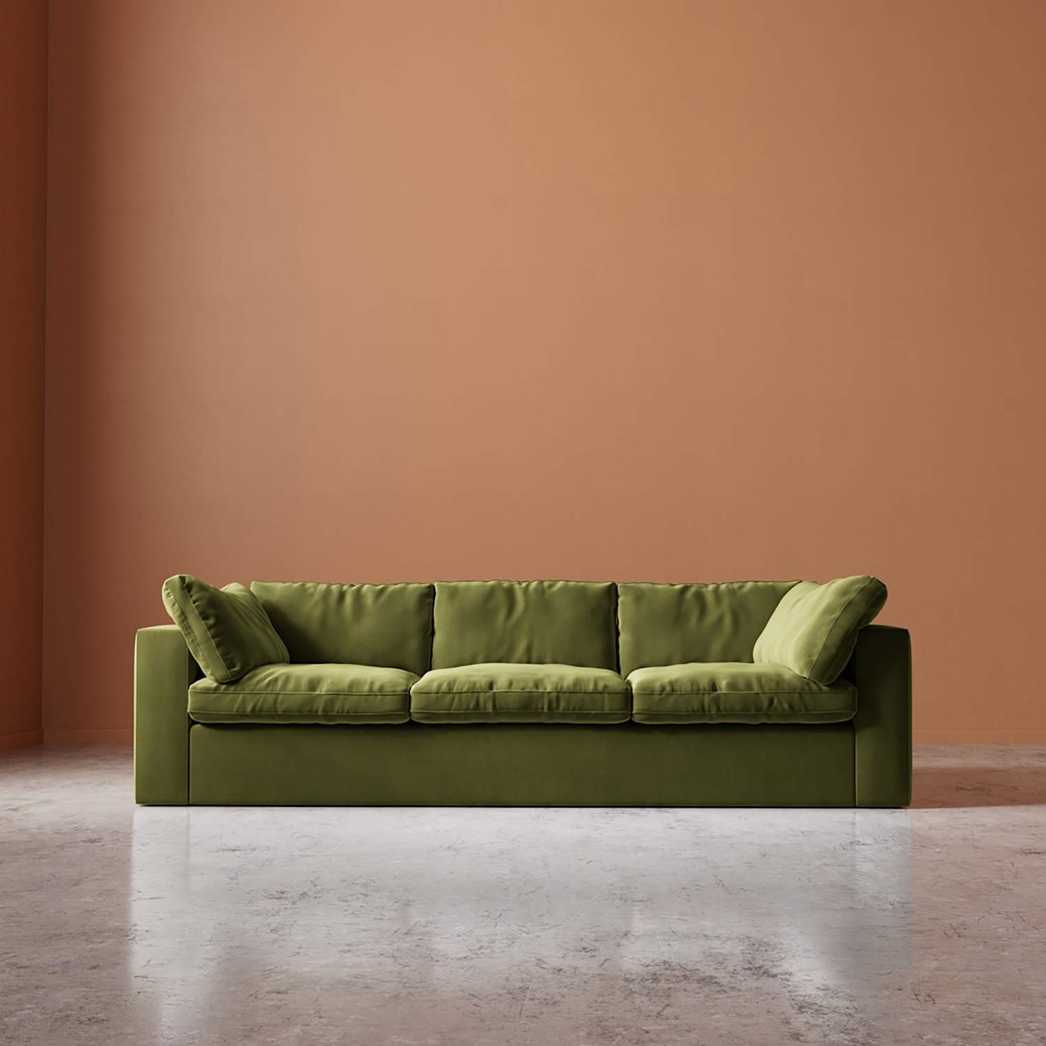 Swoon Seattle Easy Velvet 3 Seater Sofa - Green - Available at M&S