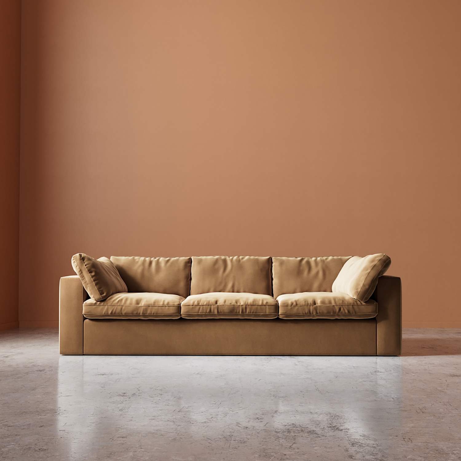 Swoon Seattle Easy Velvet 3 Seater Sofa - Tan - Available at M&S