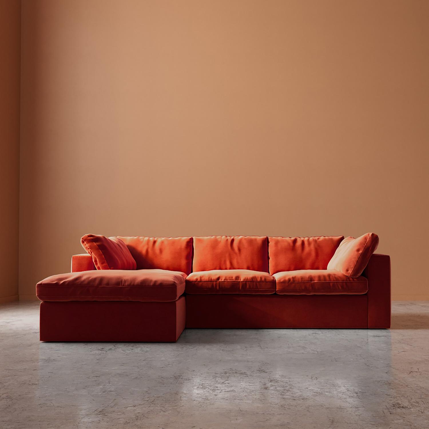 Swoon Seattle Easy Velvet Left Corner Sofa - Orange - Available at M&S