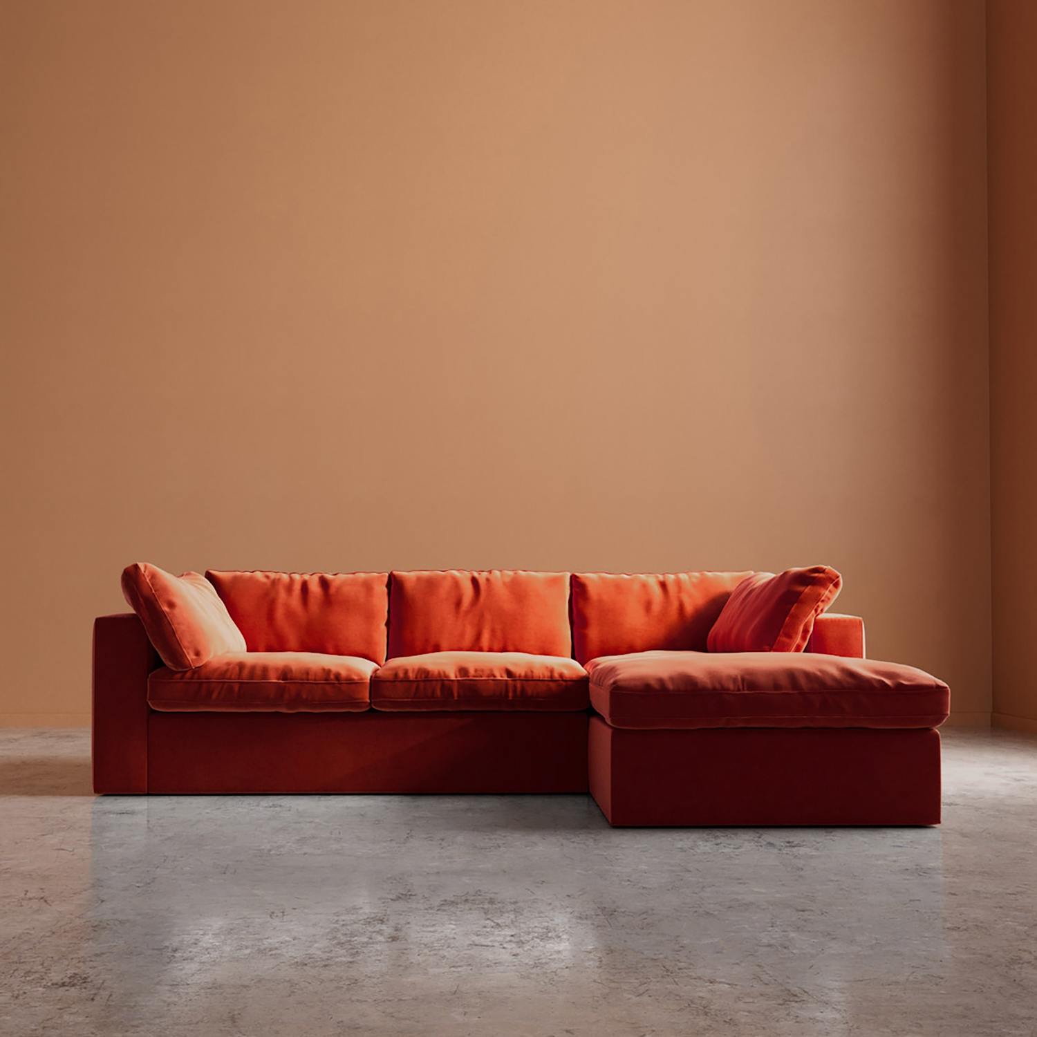 Swoon Seattle Easy Velvet Right Corner Sofa - Orange - Available at M&S