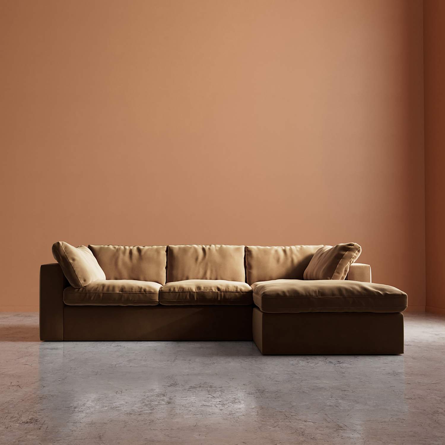 Swoon Seattle Easy Velvet Right Corner Sofa - Tan - Available at M&S