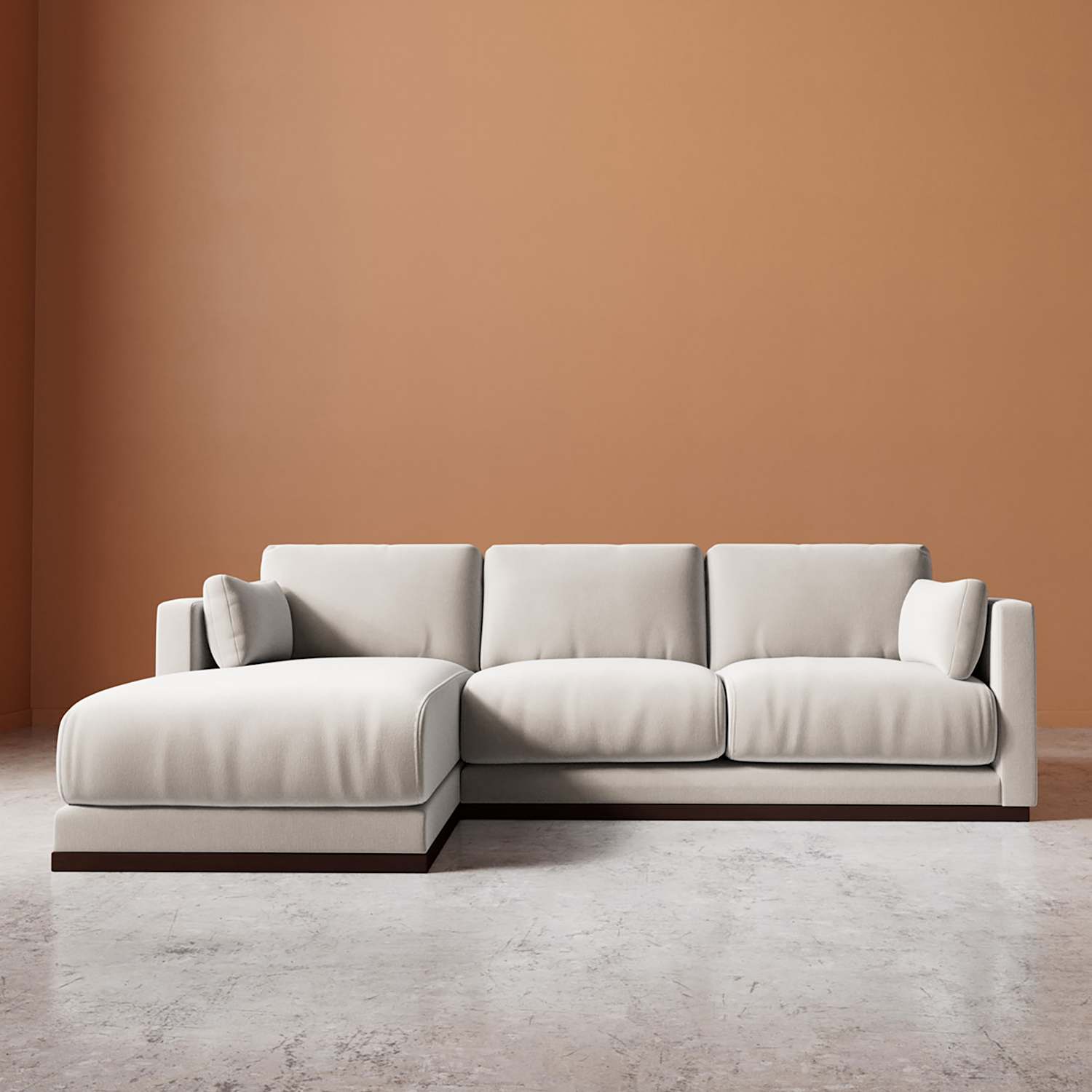 Swoon Alesund Crushed Velvet Left Corner Sofa - Cream - Available at M&S