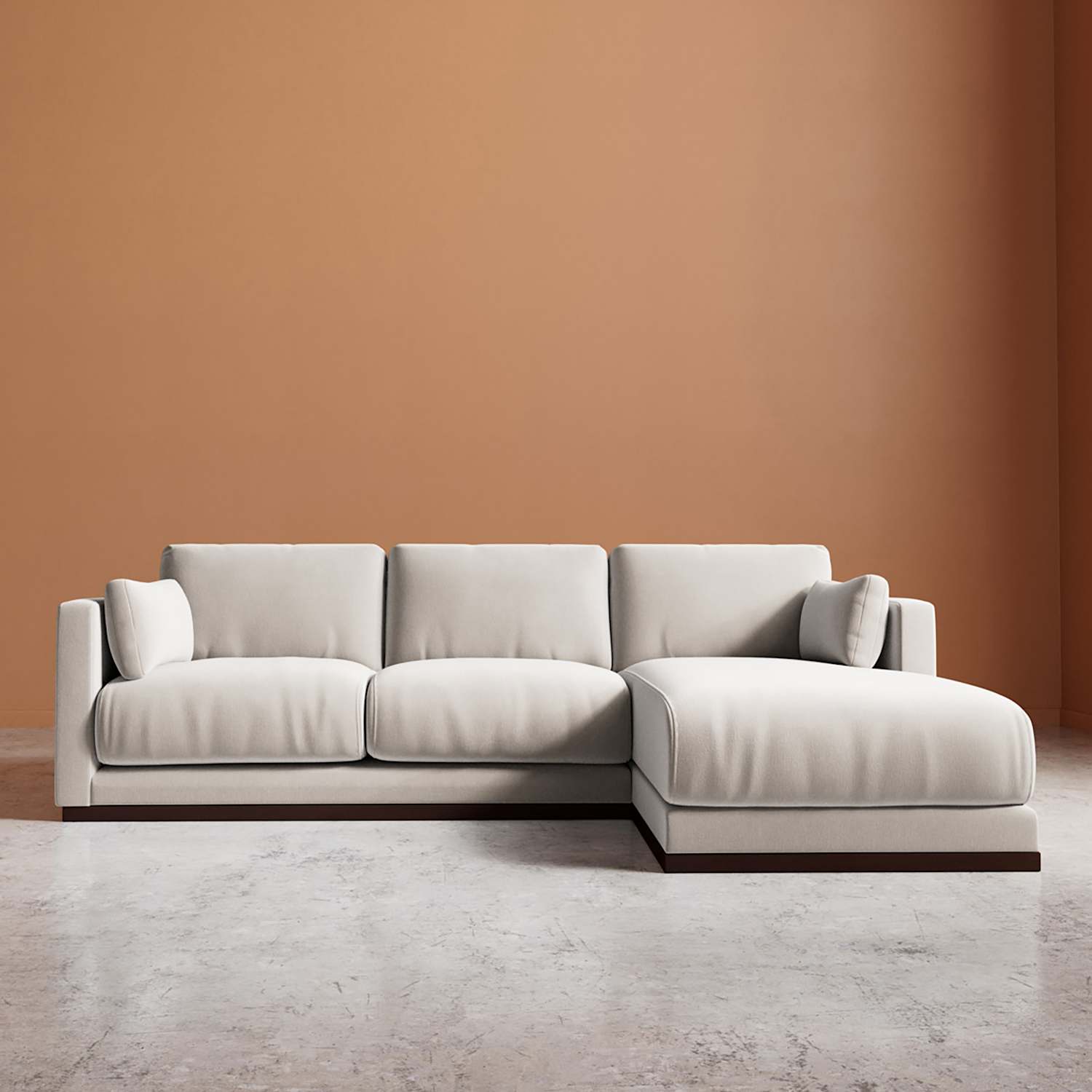 Swoon Alesund Crushed Velvet Right Corner Sofa - Cream - Available at M&S