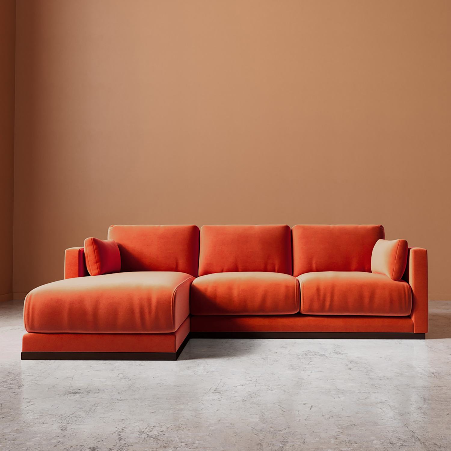 Swoon Alesund Easy Velvet Left Corner Sofa - Orange - Available at M&S