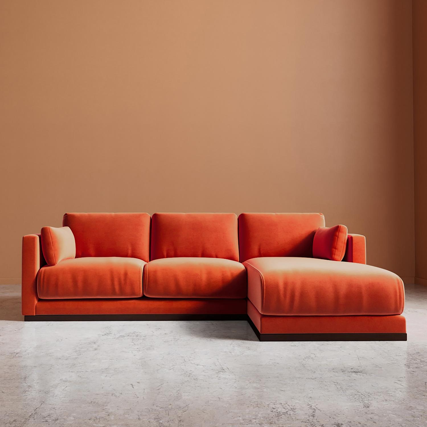 Swoon Alesund Easy Velvet Right Corner Sofa - Orange - Available at M&S