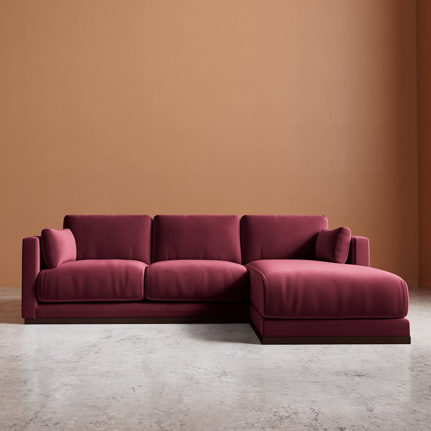 Swoon Alesund Easy Velvet Right Corner Sofa - Burgundy - Available at M&S