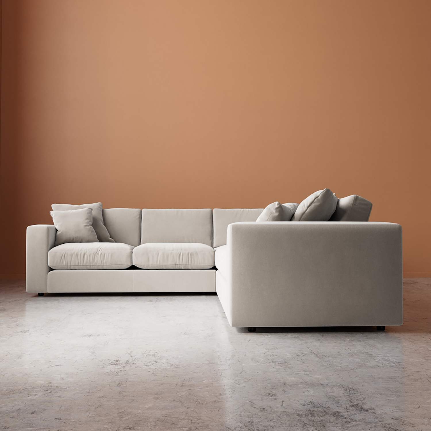 Swoon Althaea Crushed Velvet Corner Sofa - Cream - Available at M&S