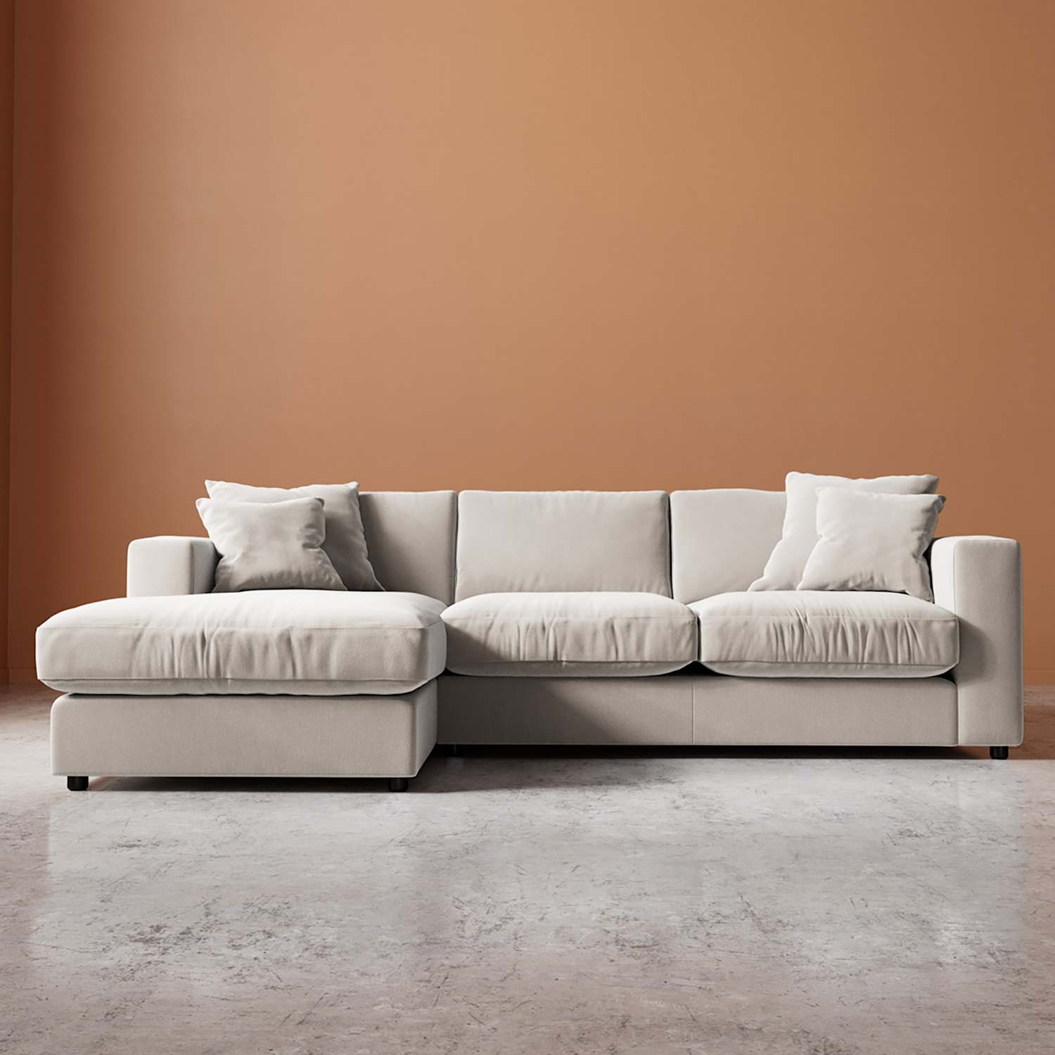 Swoon Althaea Crushed Velvet Left Corner Sofa - Cream - Available at M&S
