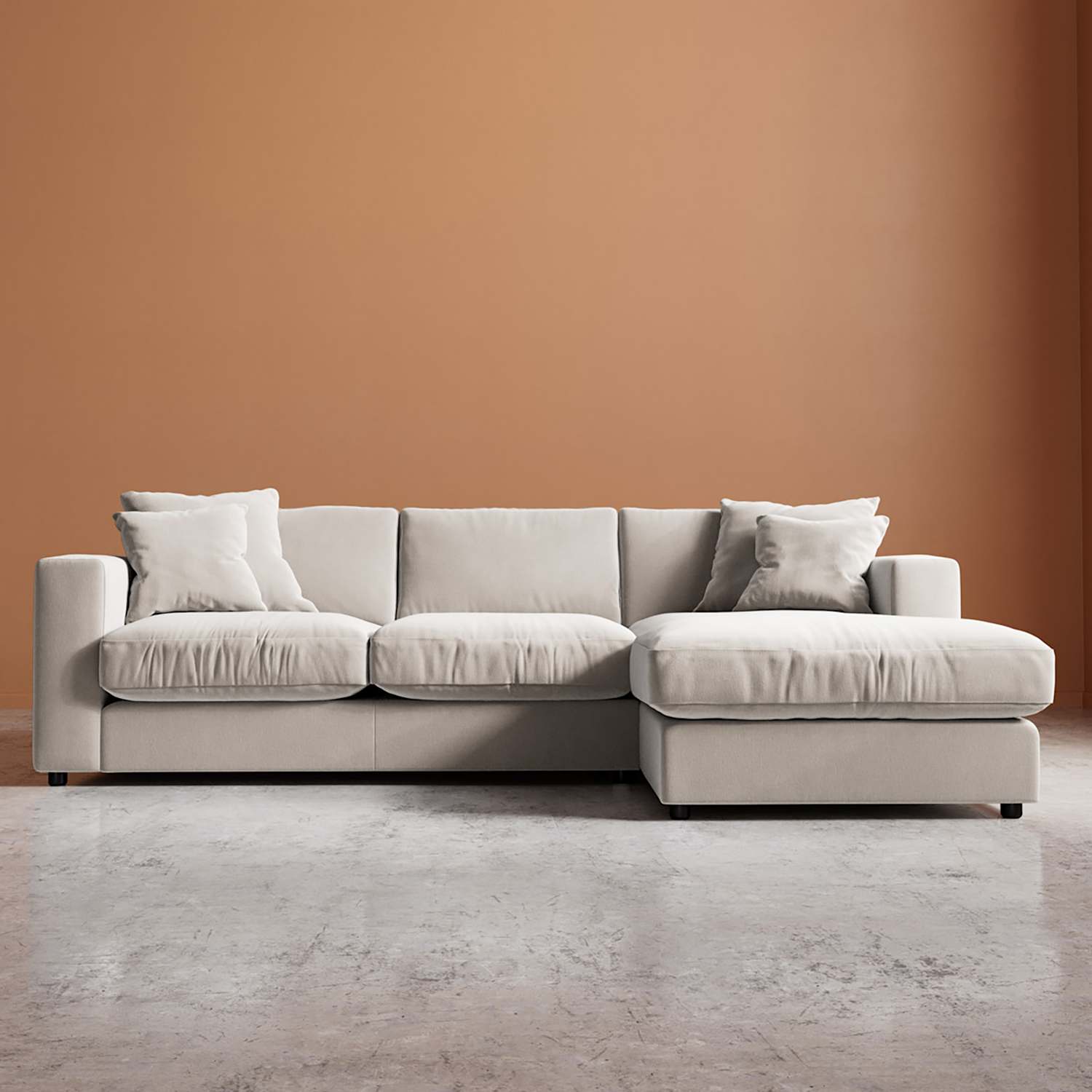 Swoon Althaea Crushed Velvet Right Corner Sofa - Cream - Available at M&S